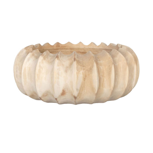 Scalloped Natural Wooden Bowl