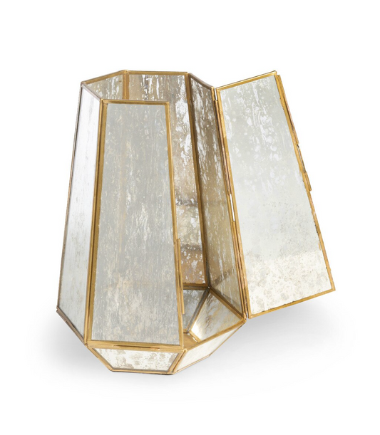 Pentagon Antique Mirrored Hurricane, Large