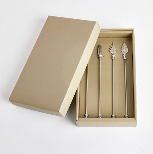 Leaf Swizzle Sticks, Silver (set/4)