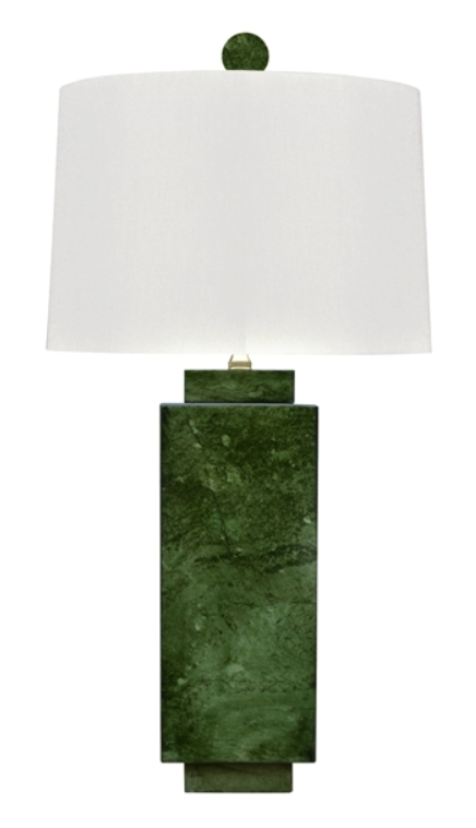 Square Pine Green Jade Lamp