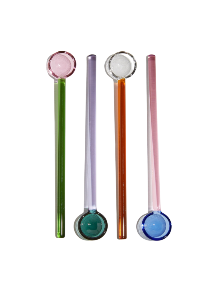 Set/4 Glass Teaspoon Stirrers