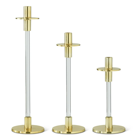 Sm. Acrylic/Gold Candlestick