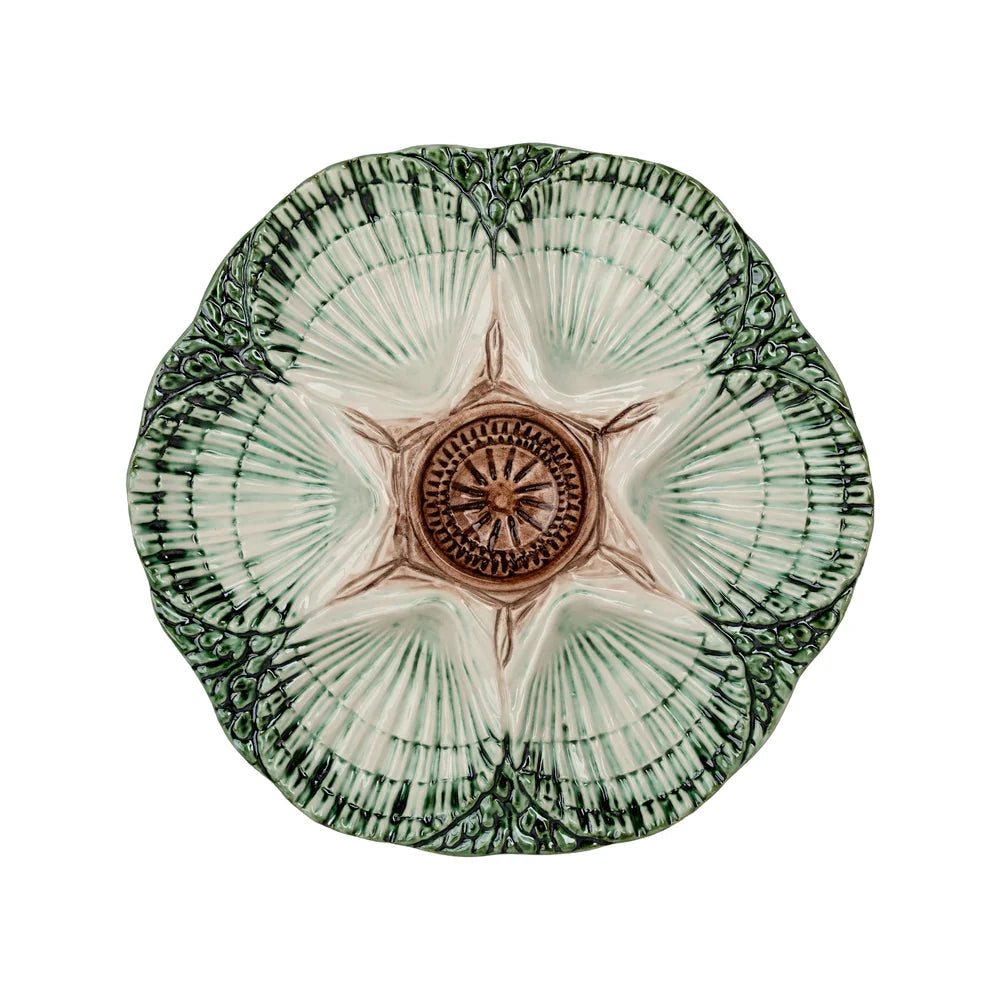 NOLA Oyster Plate - Green, Brown, Cream