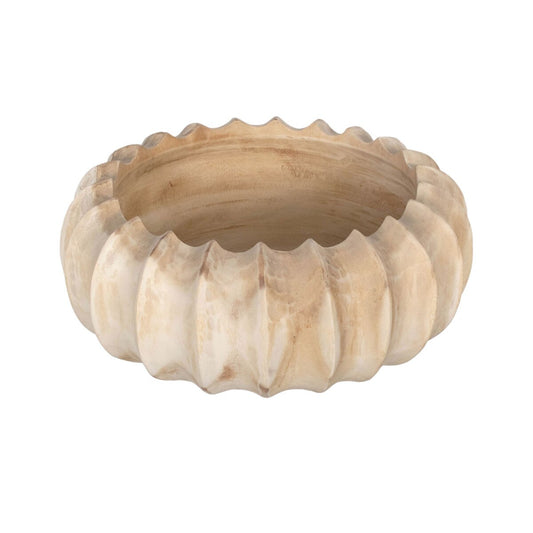 Scalloped Natural Wooden Bowl