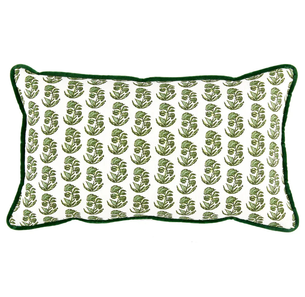 Rita Emerald Block Print Lumbar Pillow