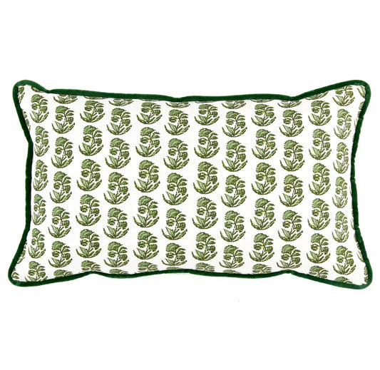 Rita Emerald Block Print Lumbar Pillow