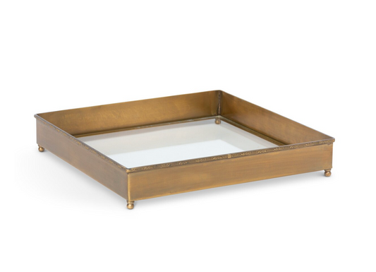 Brass and Glass Escritoire Square Tray