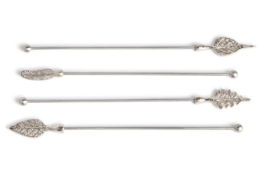 Leaf Swizzle Sticks, Silver (set/4)