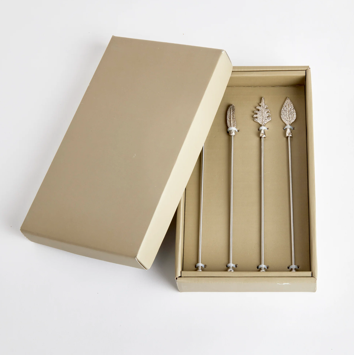 Leaf Swizzle Sticks, Silver (set/4)