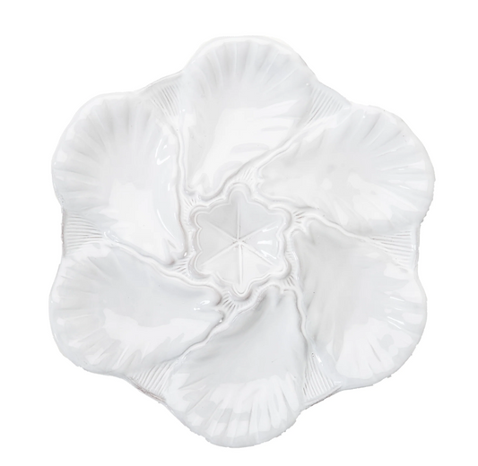Oyster Plate, White Fleur De Lis