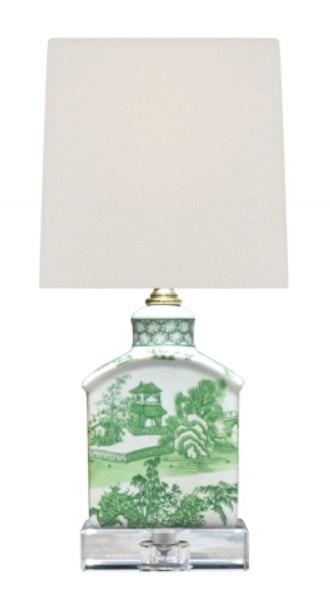 Mini Porcelain Green Chinoiserie Lamp