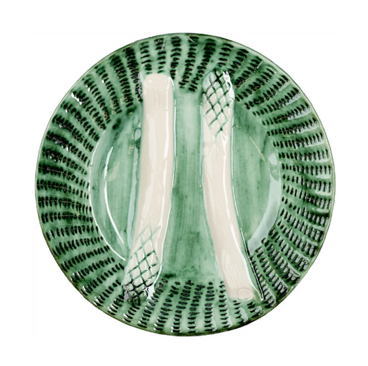 Asparagus Plate - Light Green, White