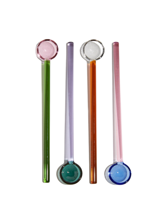 Set/4 Glass Teaspoon Stirrers