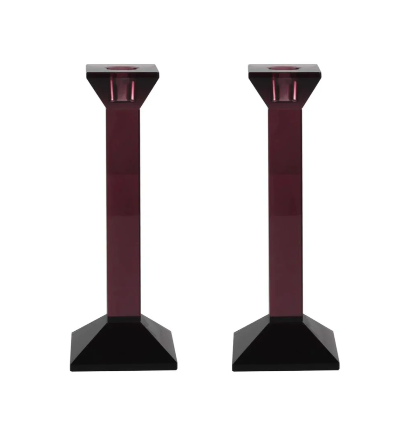 9" Plum Crystal Candlestick