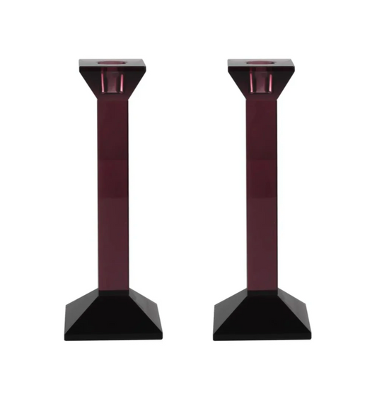 9" Plum Crystal Candlestick