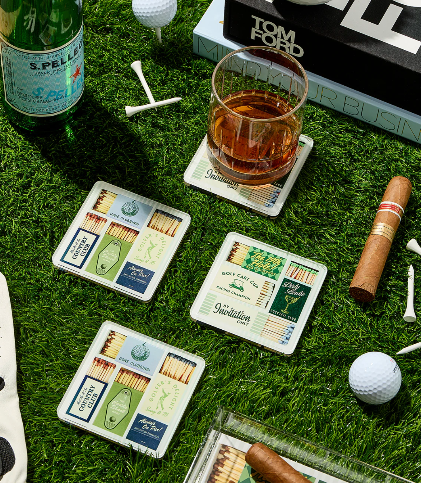 Golf Matchbook Coasters